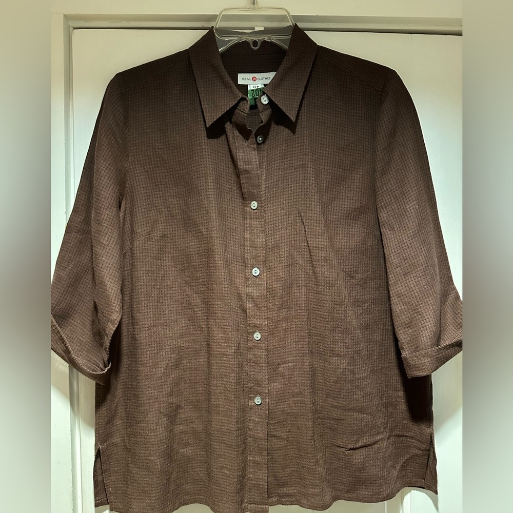 Real Clothes Petite Short Sleeve Linen Shirt